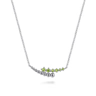 925 Sterling Silver Bujukan and Peridot Bypass Bar Necklace