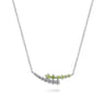 925 Sterling Silver Bujukan and Peridot Bypass Bar Necklace