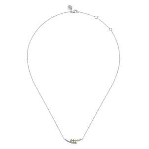 925 Sterling Silver Bujukan and Peridot Bypass Bar Necklace
