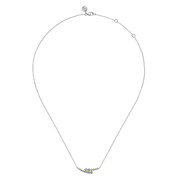 925 Sterling Silver Bujukan and Peridot Bypass Bar Necklace