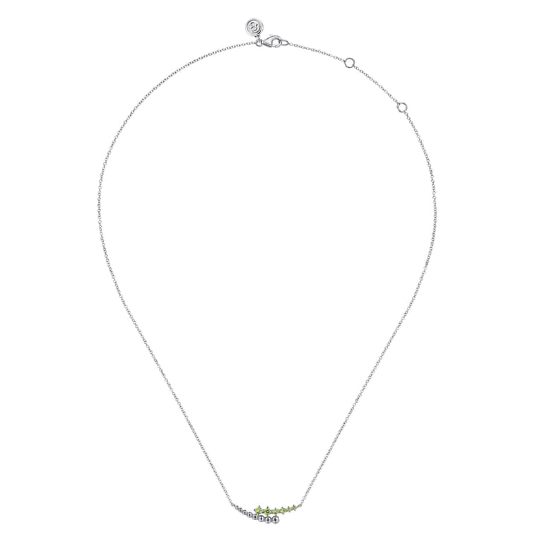 925 Sterling Silver Bujukan and Peridot Bypass Bar Necklace - Shot 2