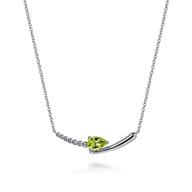 925 Sterling Silver Bujukan and Peridot Bypass Bar Necklace