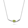 925 Sterling Silver Bujukan and Peridot Bypass Bar Necklace