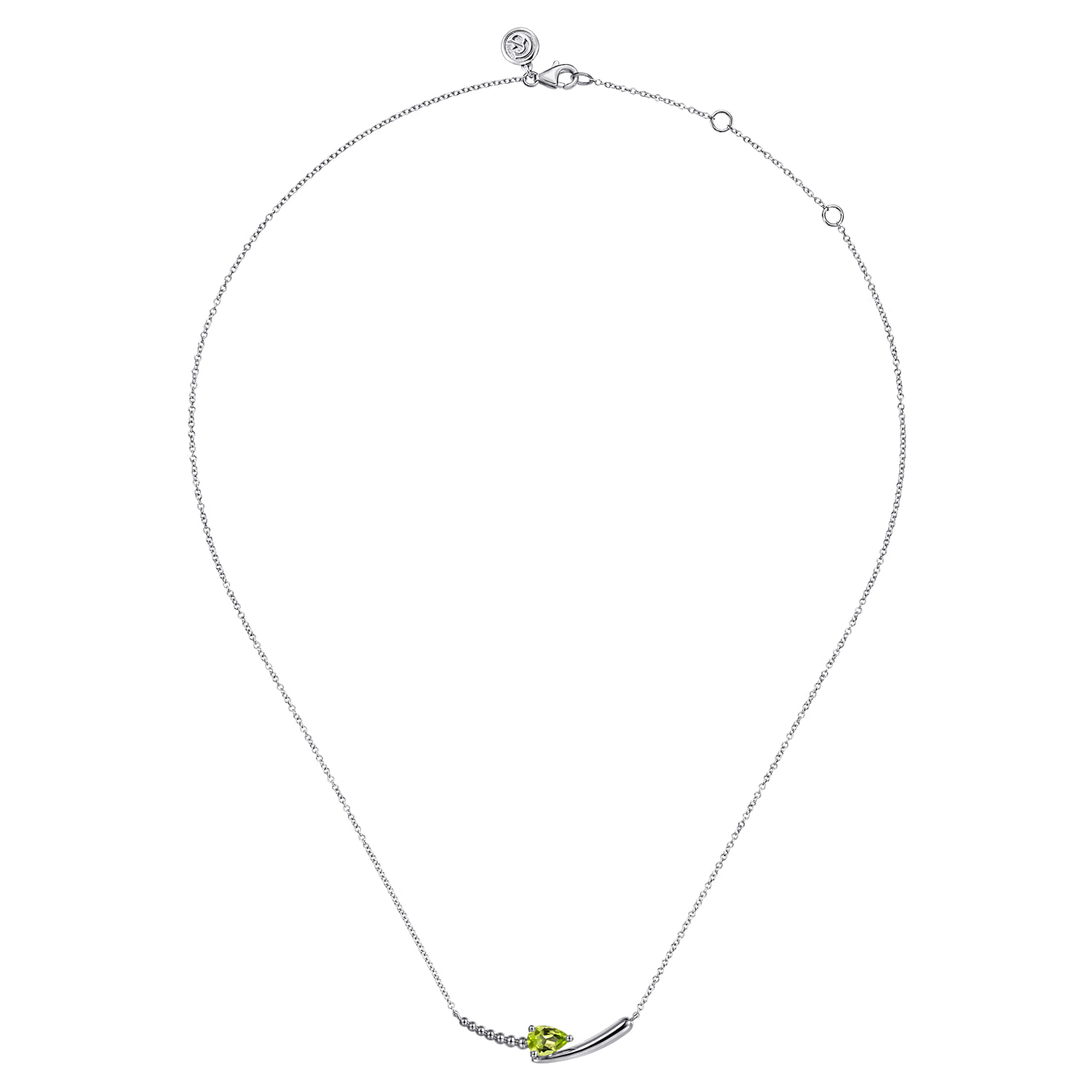 925 Sterling Silver Bujukan and Peridot Bypass Bar Necklace