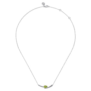925 Sterling Silver Bujukan and Peridot Bypass Bar Necklace