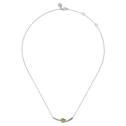 925 Sterling Silver Bujukan and Peridot Bypass Bar Necklace