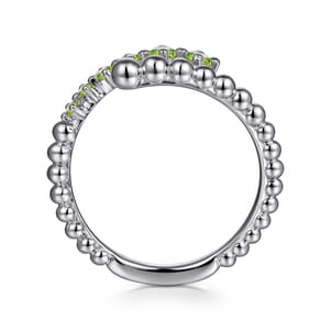 925 Sterling Silver Bujukan and Peridot Bypass Ring