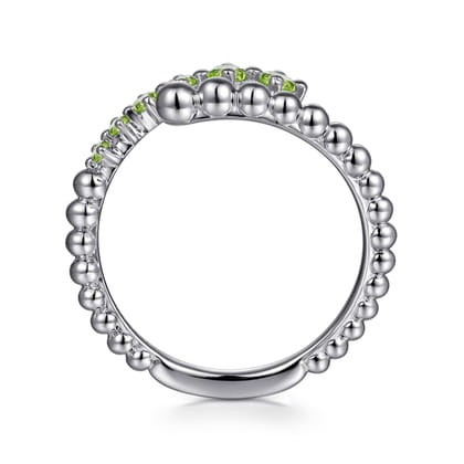 925 Sterling Silver Bujukan and Peridot Bypass Ring