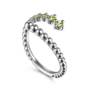 925 Sterling Silver Bujukan and Peridot Bypass Ring