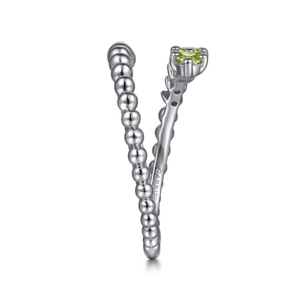 925 Sterling Silver Bujukan and Peridot Bypass Ring