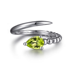 925 Sterling Silver Bujukan and Peridot Bypass Ring