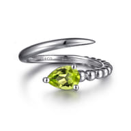 925 Sterling Silver Bujukan and Peridot Bypass Ring