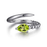 925 Sterling Silver Bujukan and Peridot Bypass Ring