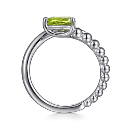 925 Sterling Silver Bujukan and Peridot Bypass Ring