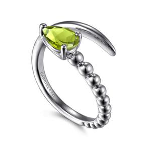 925 Sterling Silver Bujukan and Peridot Bypass Ring