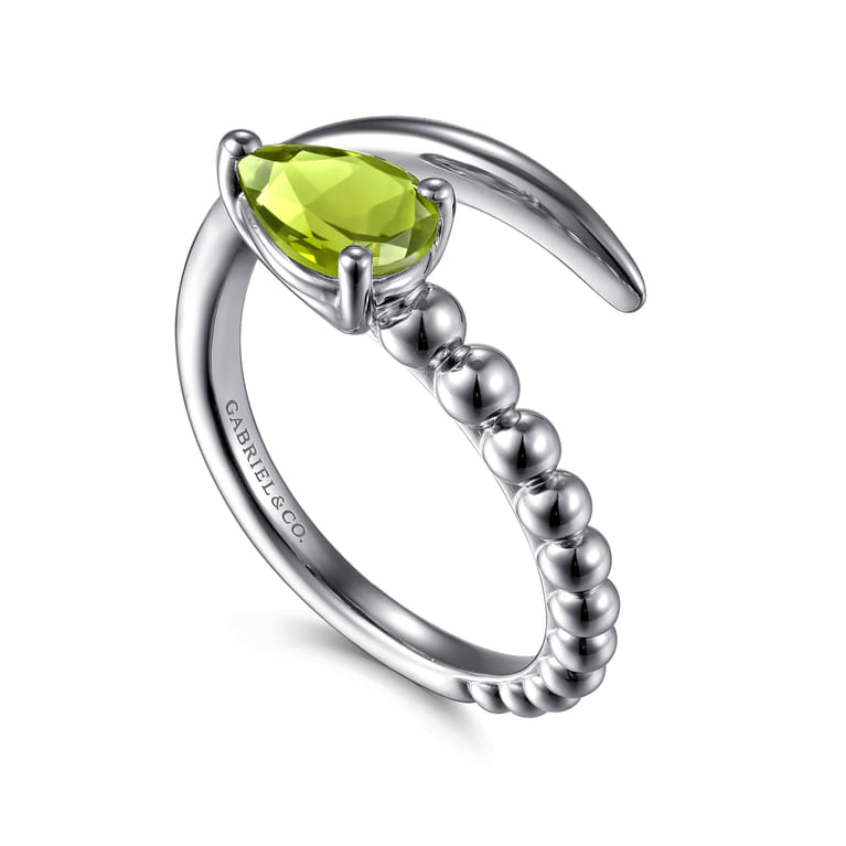 925 Sterling Silver Bujukan and Peridot Bypass Ring - Shot 3