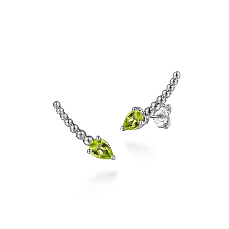 925 Sterling Silver Bujukan and Peridot Ear Climber Earrings - Shot 1