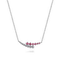 925 Sterling Silver Bujukan and Pink Tourmaline Bypass Bar Necklace