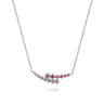 925 Sterling Silver Bujukan and Pink Tourmaline Bypass Bar Necklace