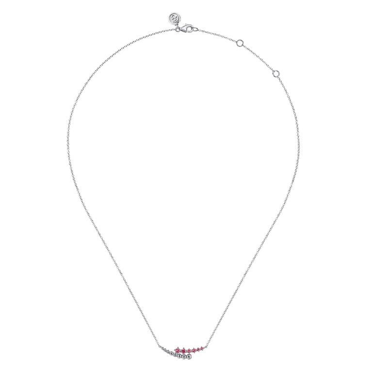 925 Sterling Silver Bujukan and Pink Tourmaline Bypass Bar Necklace - Shot 2