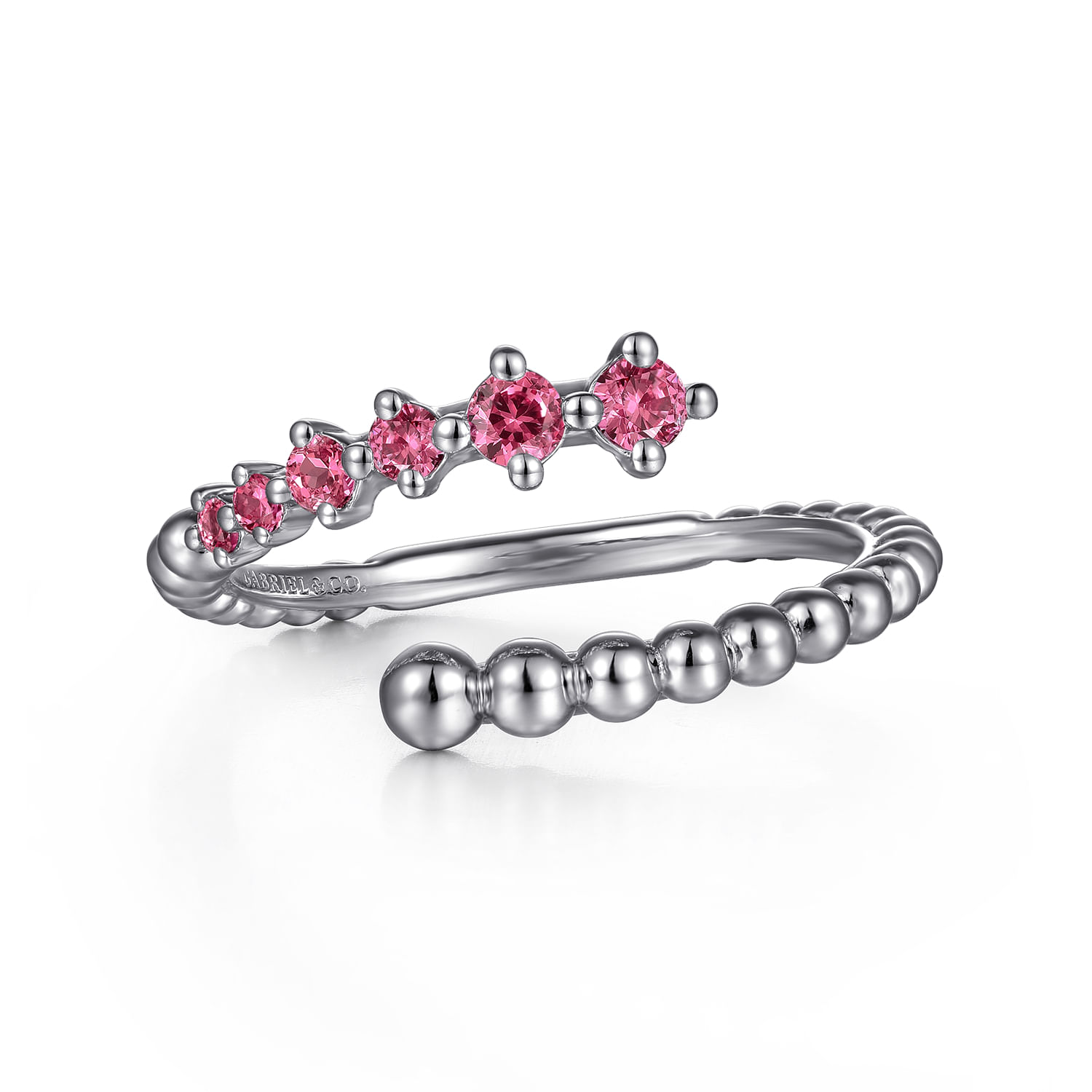 925 Sterling Silver Bujukan and Pink Tourmaline Bypass Ring