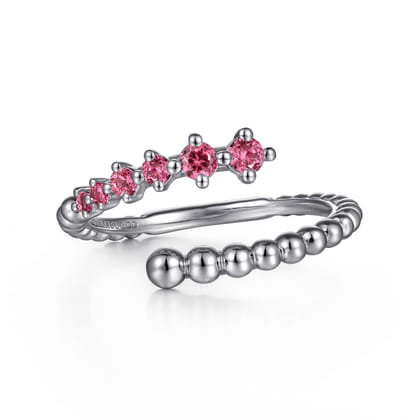 925 Sterling Silver Bujukan and Pink Tourmaline Bypass Ring