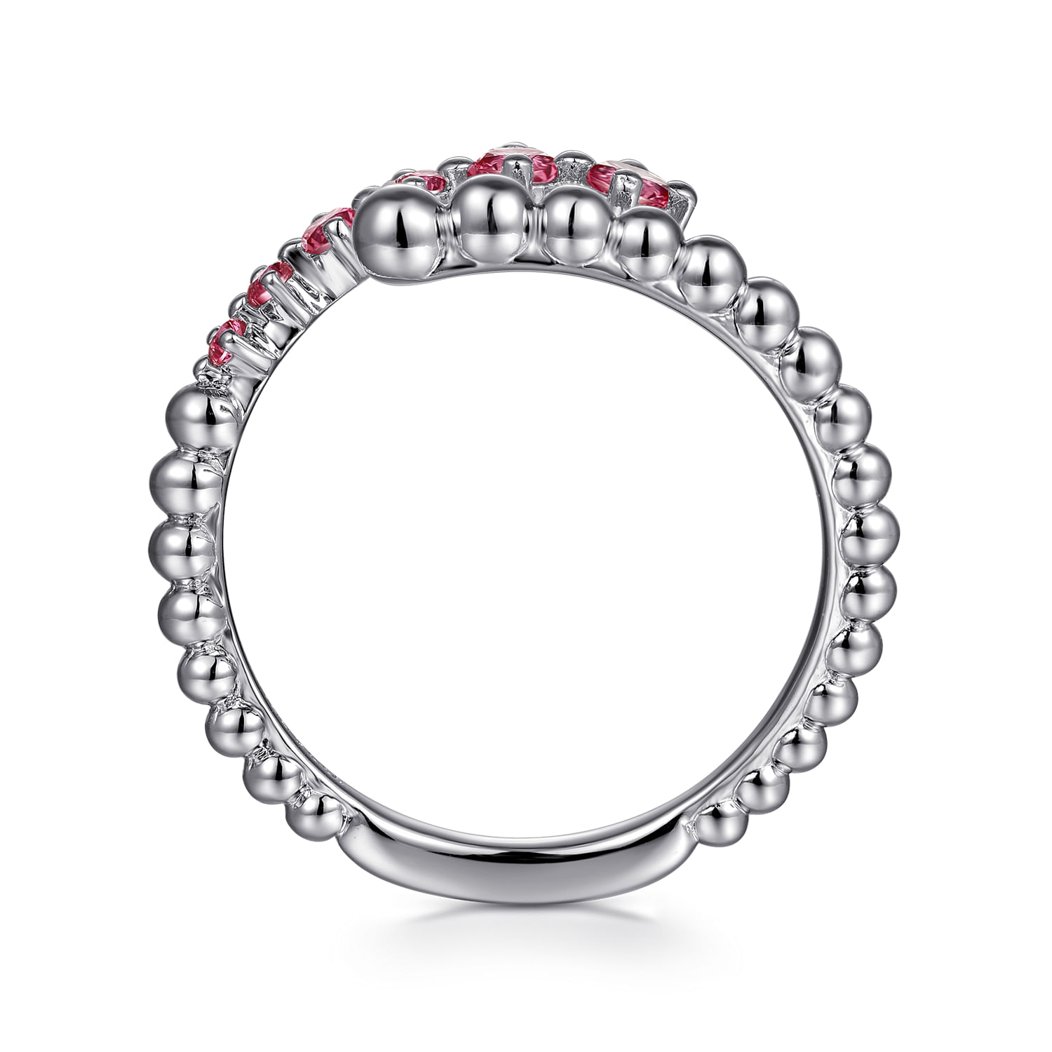 925 Sterling Silver Bujukan and Pink Tourmaline Bypass Ring