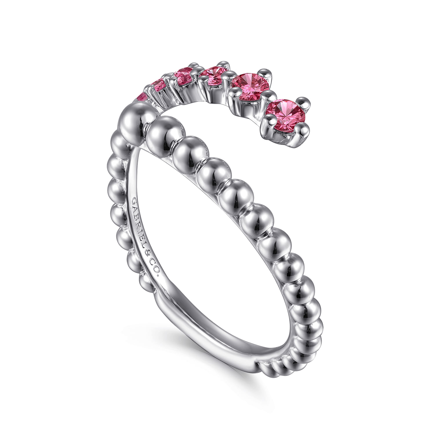 925 Sterling Silver Bujukan and Pink Tourmaline Bypass Ring
