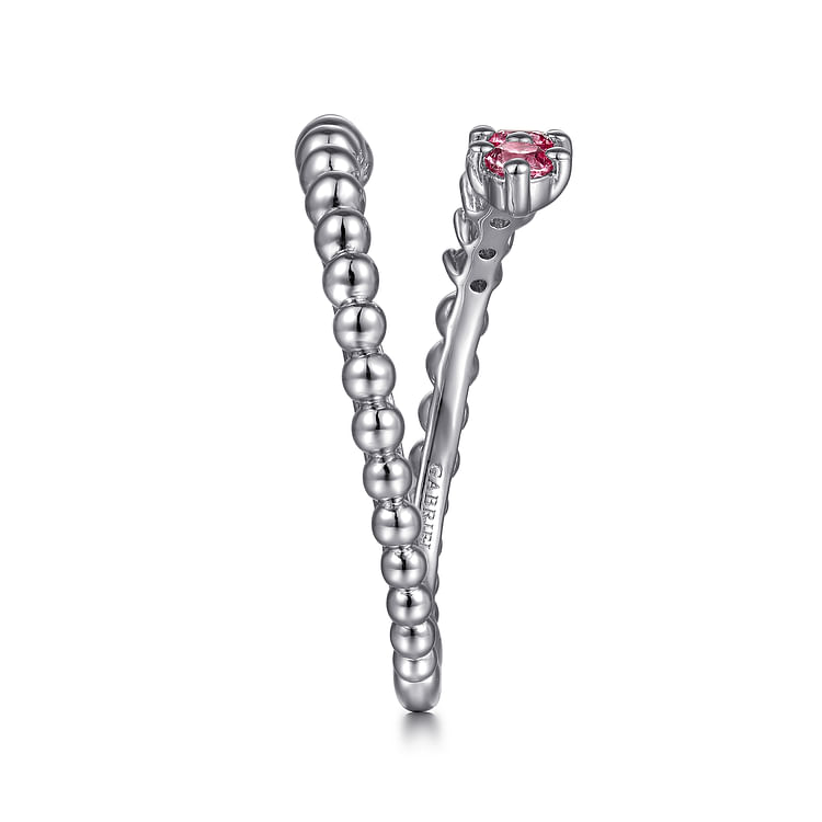 925 Sterling Silver Bujukan and Pink Tourmaline Bypass Ring