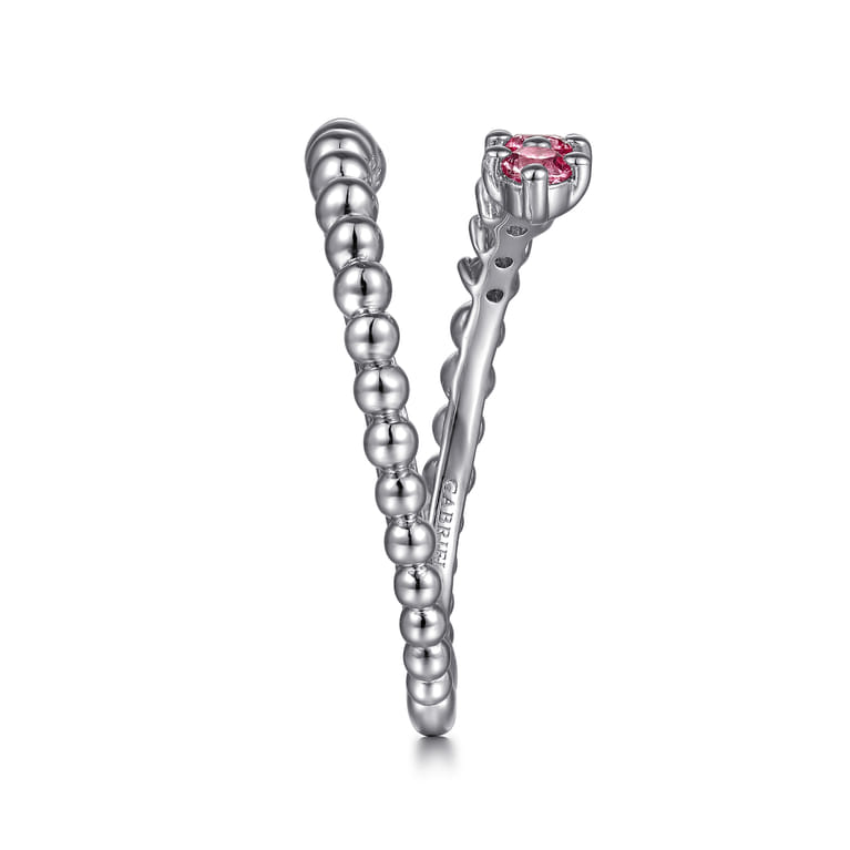 925 Sterling Silver Bujukan and Pink Tourmaline Bypass Ring - Shot 4