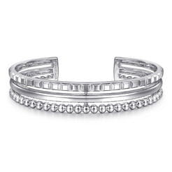 925 Sterling Silver Bujukan and Pyramid Triple Row Bangle
