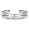 925 Sterling Silver Bujukan and Pyramid Triple Row Bangle