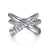 925 Sterling Silver Bujukan and White Sapphire Cris Cross Ladies Ring