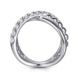 925 Sterling Silver Bujukan and White Sapphire Cris Cross Ladies Ring