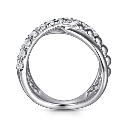 925 Sterling Silver Bujukan and White Sapphire Cris Cross Ladies Ring