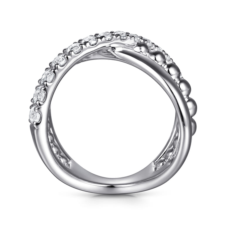 925 Sterling Silver Bujukan and White Sapphire Cris Cross Ladies Ring - Shot 2