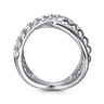 925 Sterling Silver Bujukan and White Sapphire Cris Cross Ladies Ring