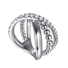 925 Sterling Silver Bujukan and White Sapphire Cris Cross Ladies Ring