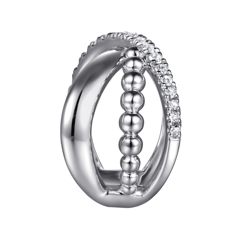 925 Sterling Silver Bujukan and White Sapphire Cris Cross Ladies Ring - Shot 4