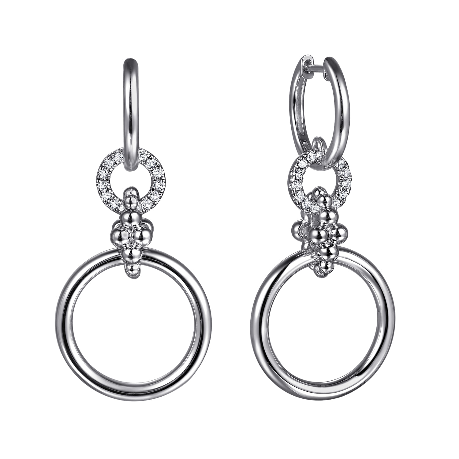 925 Sterling Silver Bujukan and White Sapphire Drop Link Earrings - Shot 1