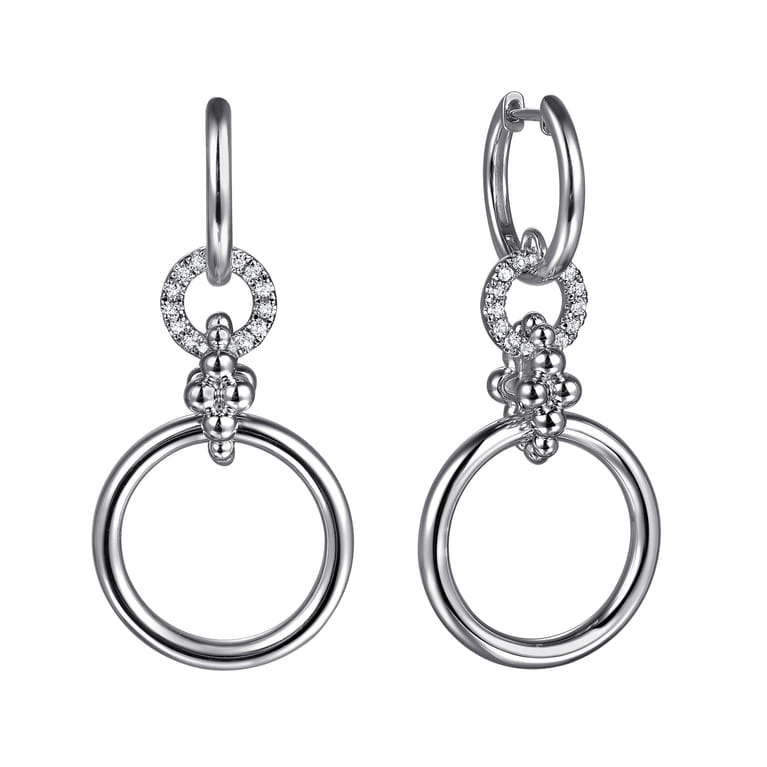 925 Sterling Silver Bujukan and White Sapphire Drop Link Earrings - Shot 1