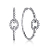 925 Sterling Silver Bujukan and White Sapphire Hoop Earrings