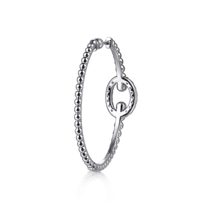 925 Sterling Silver Bujukan and White Sapphire Hoop Earrings