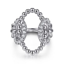 925 Sterling Silver Bujukan and White Sapphire Interlocking Link Ring
