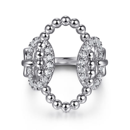 925 Sterling Silver Bujukan and White Sapphire Interlocking Link Ring