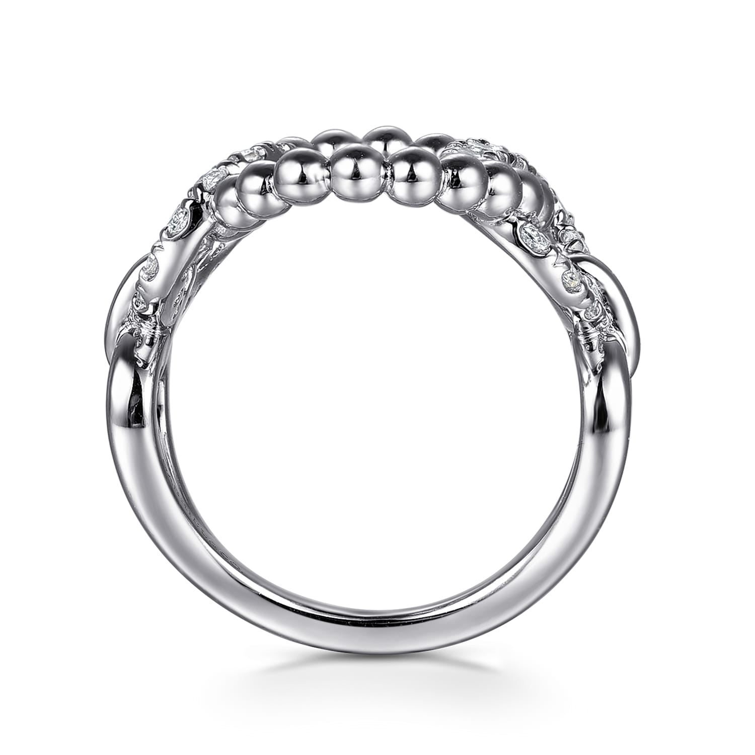 925 Sterling Silver Bujukan and White Sapphire Interlocking Link Ring - Shot 2