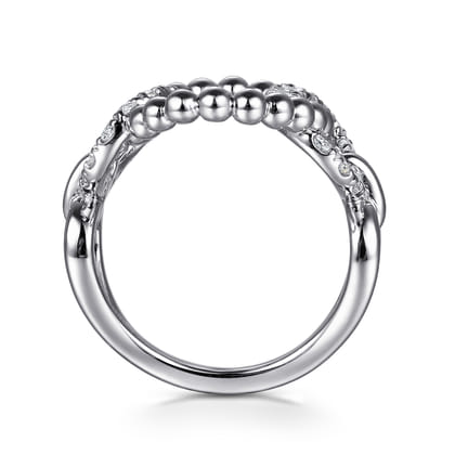 925 Sterling Silver Bujukan and White Sapphire Interlocking Link Ring