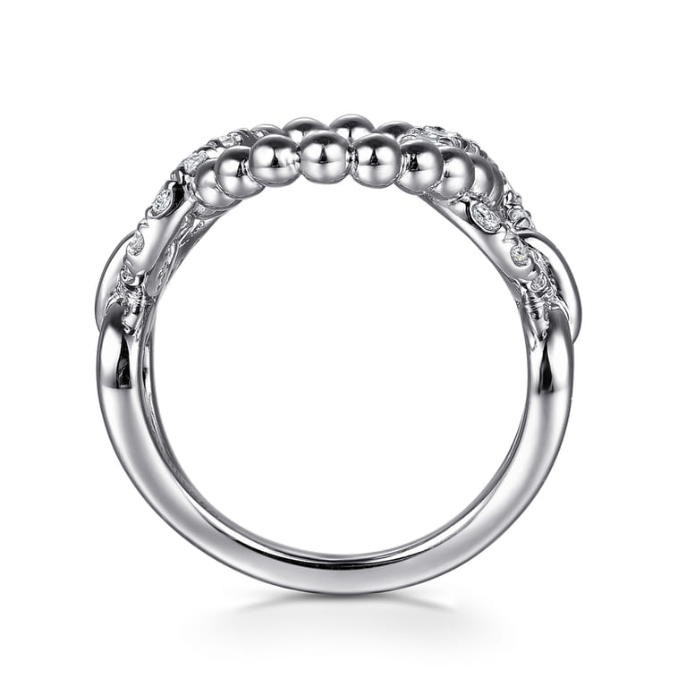 925 Sterling Silver Bujukan and White Sapphire Interlocking Link Ring - Shot 2
