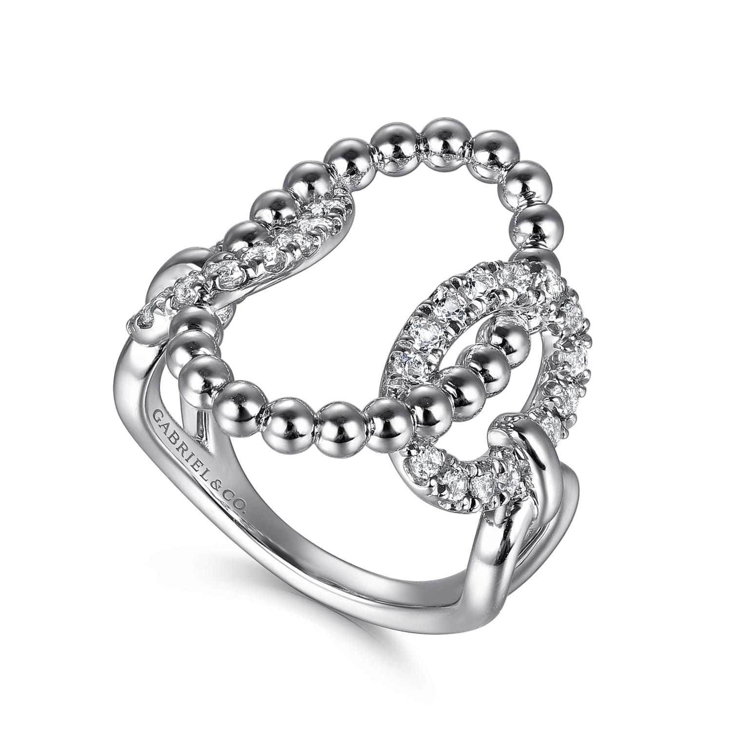 925 Sterling Silver Bujukan and White Sapphire Interlocking Link Ring - Shot 3