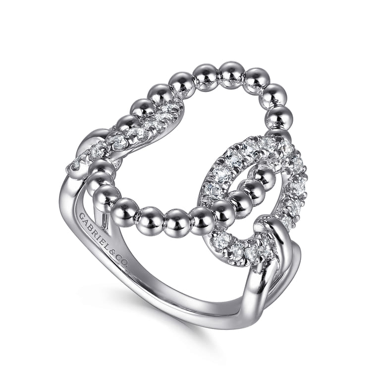 925 Sterling Silver Bujukan and White Sapphire Interlocking Link Ring - Shot 3